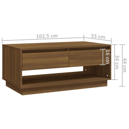 Coffee Table Brown Oak 102,5x55x44 cm Engineered Wood