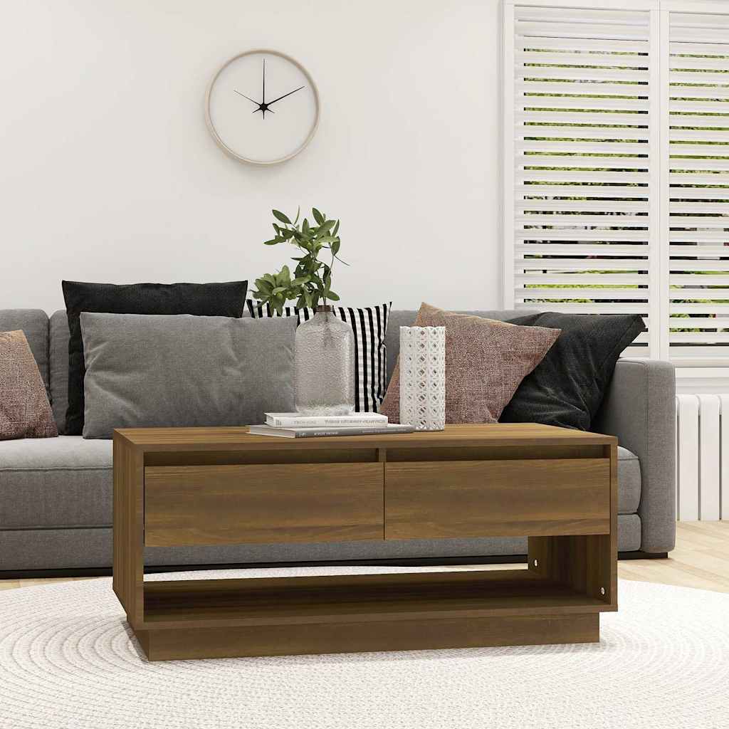 Coffee Table Brown Oak 102,5x55x44 cm Engineered Wood