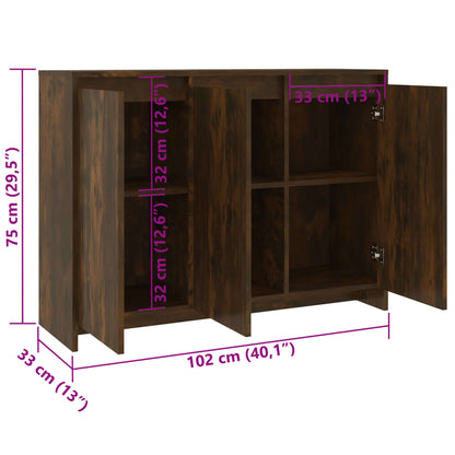 Sideboard Smoked Oak 102x33x75 cm Engineered Wood