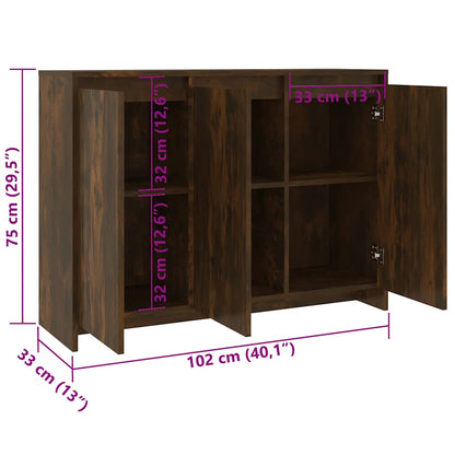 Sideboard Smoked Oak 102x33x75 cm Engineered Wood
