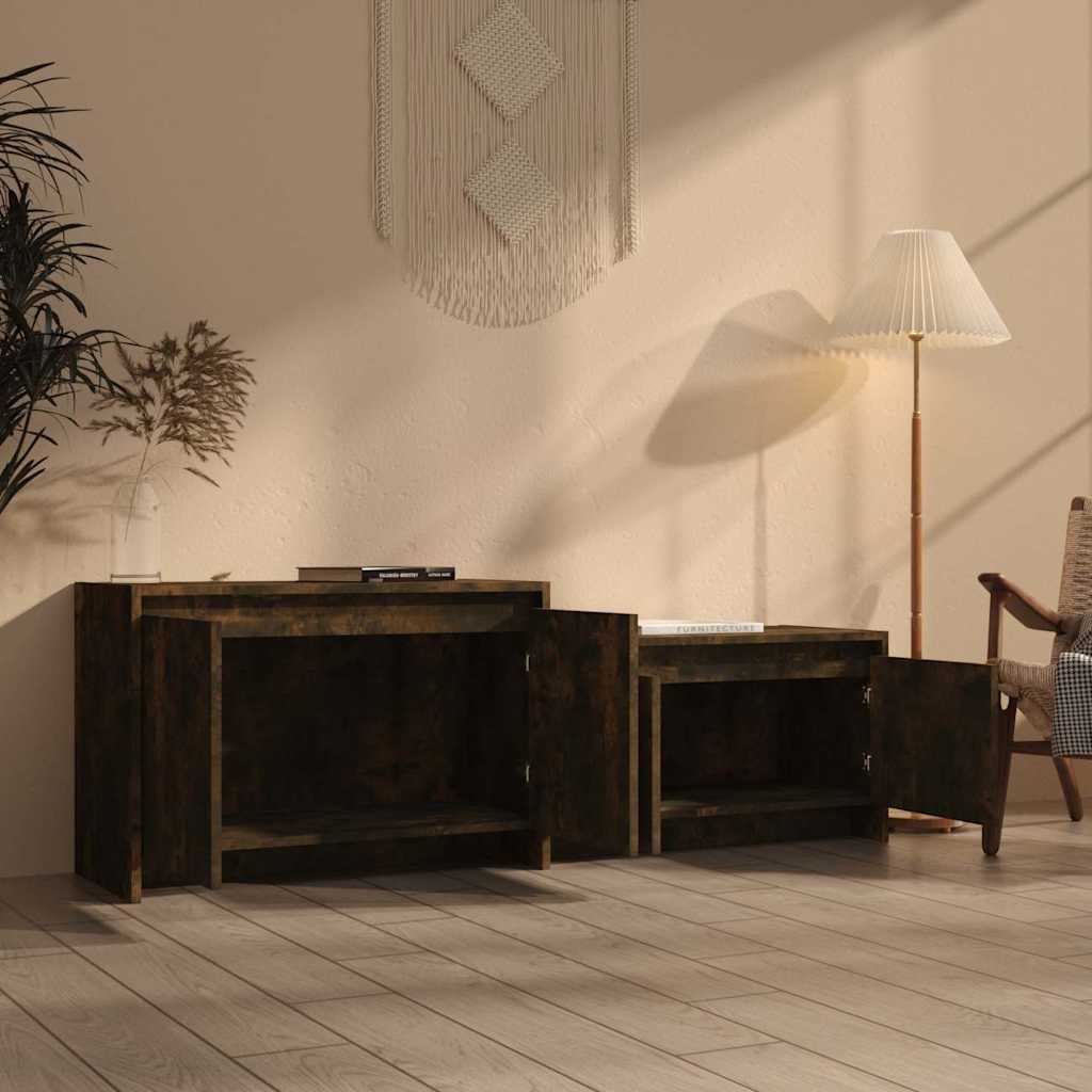TV Cabinet Smoked Oak 146,5x35x50 cm Engineered Wood