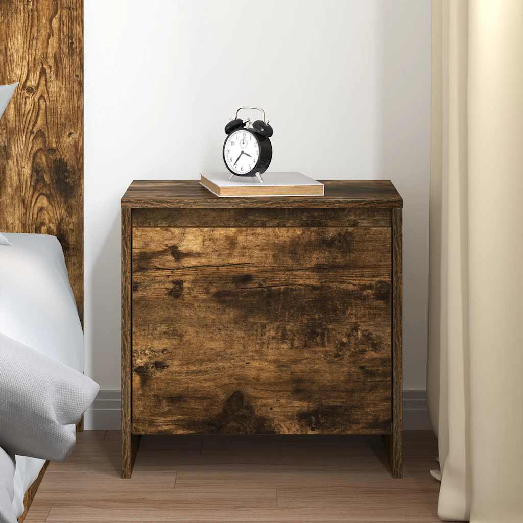 Bedside Cabinet Smoked Oak 45x34x44.5 cm Engineered Wood