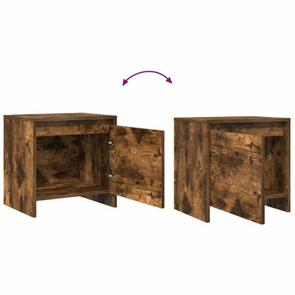 Bedside Cabinet Smoked Oak 45x34x44.5 cm Engineered Wood