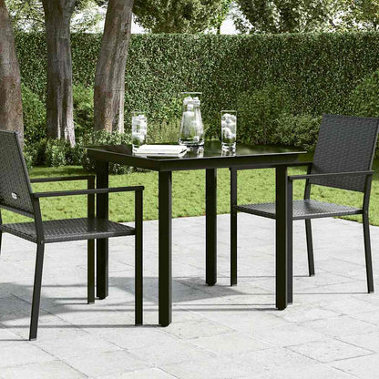 Garden Dining Table Black 80x80x74 cm Steel and Glass