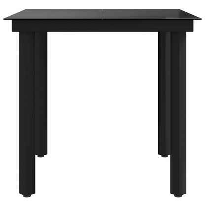 Garden Dining Table Black 80x80x74 cm Steel and Glass