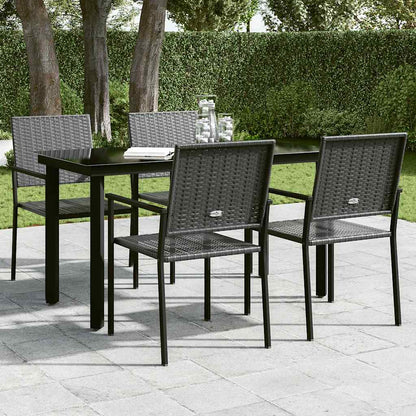 Garden Dining Table Black 140x70x74 cm Steel and Glass