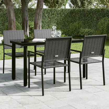 Garden Dining Table Black 140x70x74 cm Steel and Glass