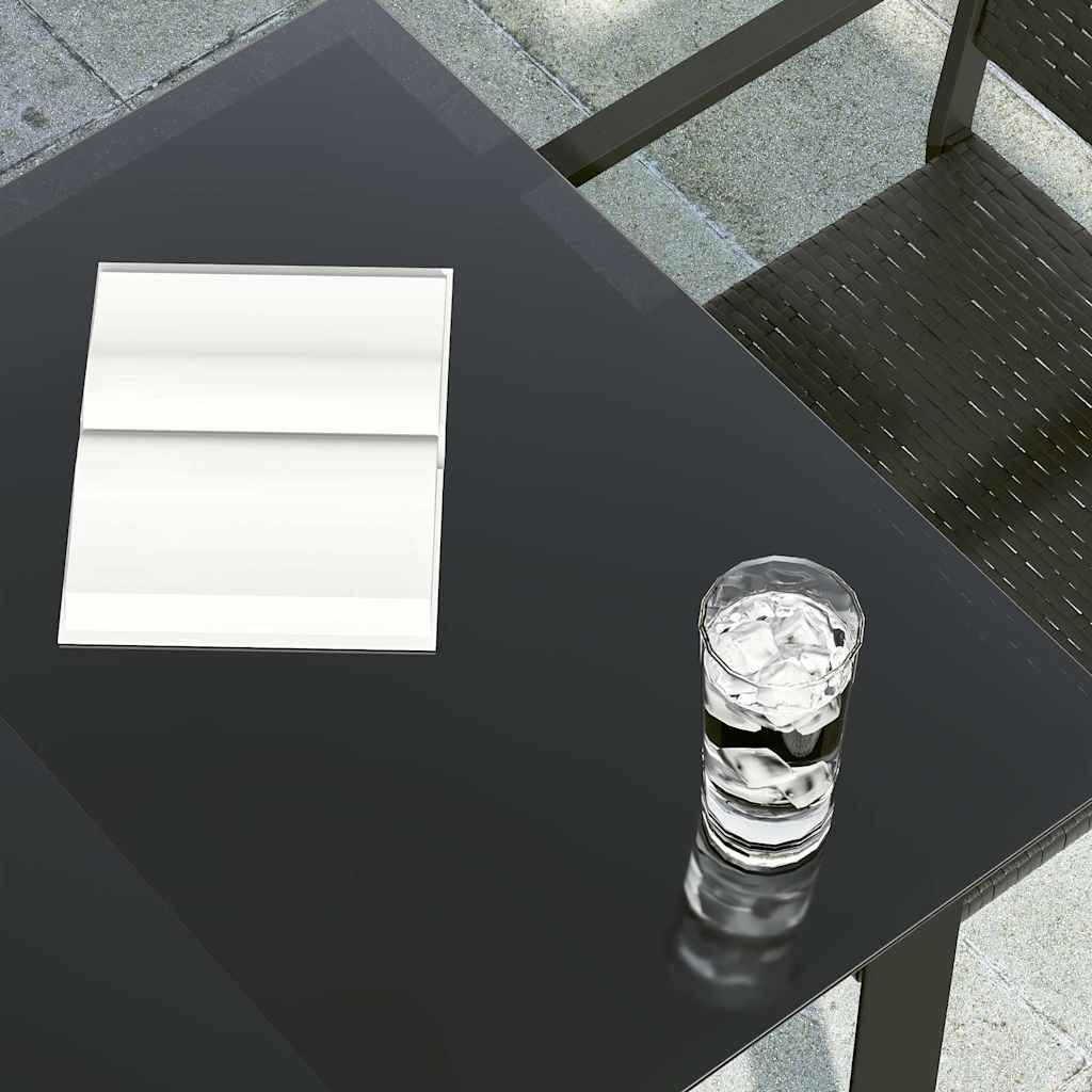 Garden Dining Table Black 140x70x74 cm Steel and Glass