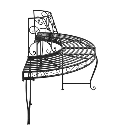 Tree Bench | Black | Steel | Half Round | Decorative Inlays