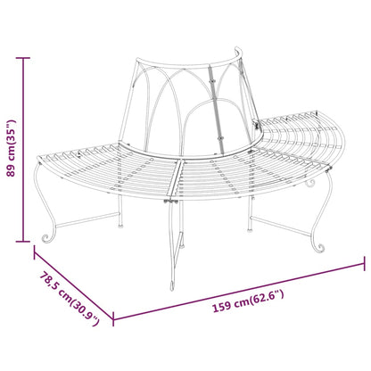 Half Round Tree Bench Ø159 cm Black Steel