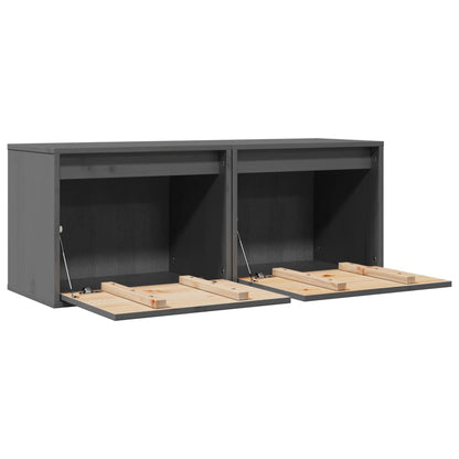 Wall Cabinets 2 pcs Grey 45x30x35 cm Solid Pinewood