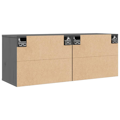 Wall Cabinets 2 pcs Grey 45x30x35 cm Solid Pinewood