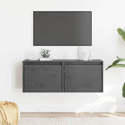 Wall Cabinets 2 pcs Grey 45x30x35 cm Solid Pinewood