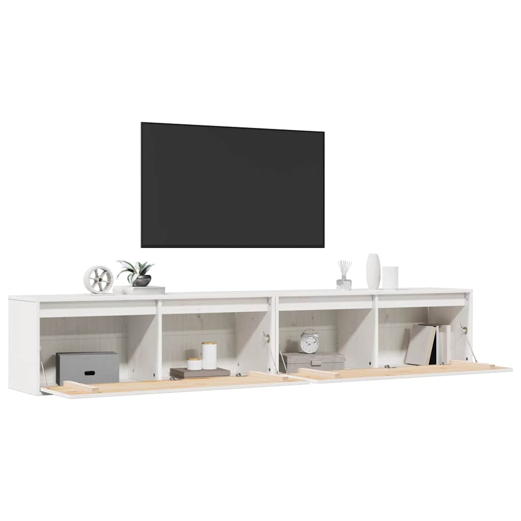 Wall Cabinets 2 pcs White 100x30x35 cm Solid Wood Pine