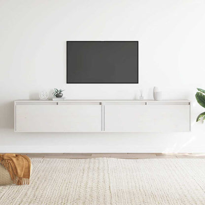 Wall Cabinets 2 pcs White 100x30x35 cm Solid Wood Pine