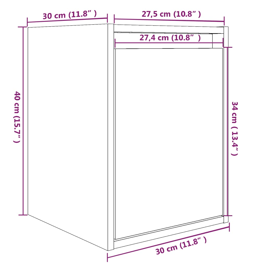 Wall Cabinet White 30x30x40 cm Solid Wood Pine