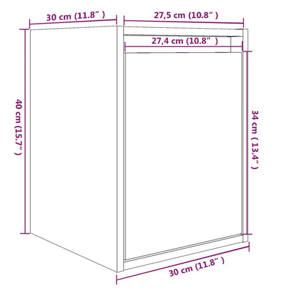 Wall Cabinet White 30x30x40 cm Solid Wood Pine