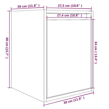Wall Cabinets 2 pcs Grey 30x30x40 cm Solid Wood Pine