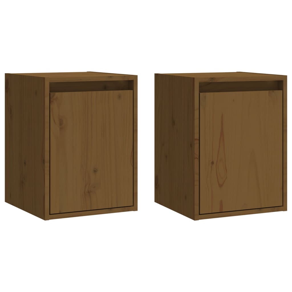 Wall Cabinets 2 pcs Honey Brown 30x30x40 cm Solid Wood Pine