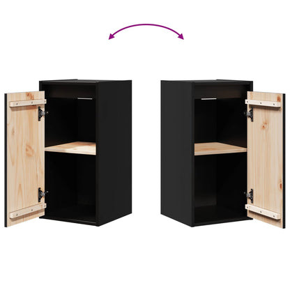 Wall Cabinets 2 pcs Black 30x30x60 cm Solid Wood Pine