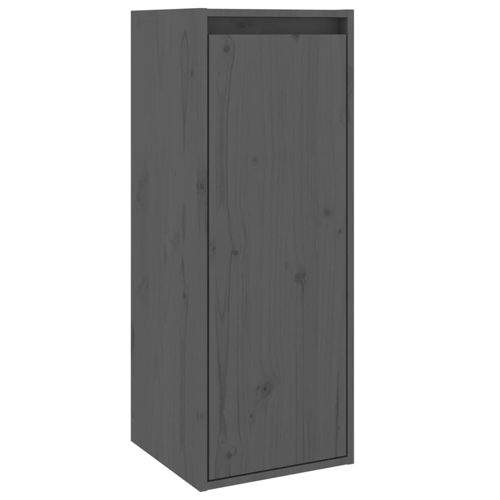 Wall Cabinet Grey 30x30x80 cm Solid Wood Pine