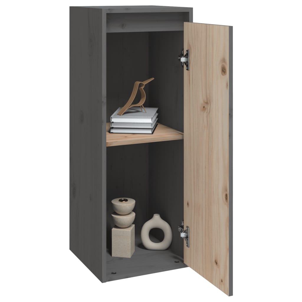 Wall Cabinet Grey 30x30x80 cm Solid Wood Pine