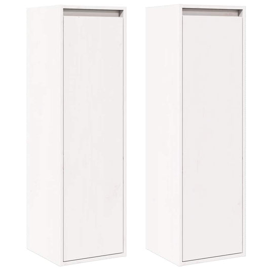 Wall Cabinets 2 pcs White 30x30x100 cm Solid Pinewood
