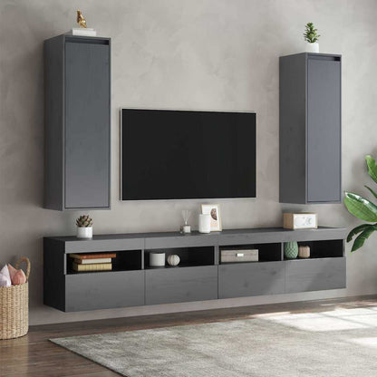 Wall Cabinets 2 pcs Grey 30x30x100 cm Solid Pinewood