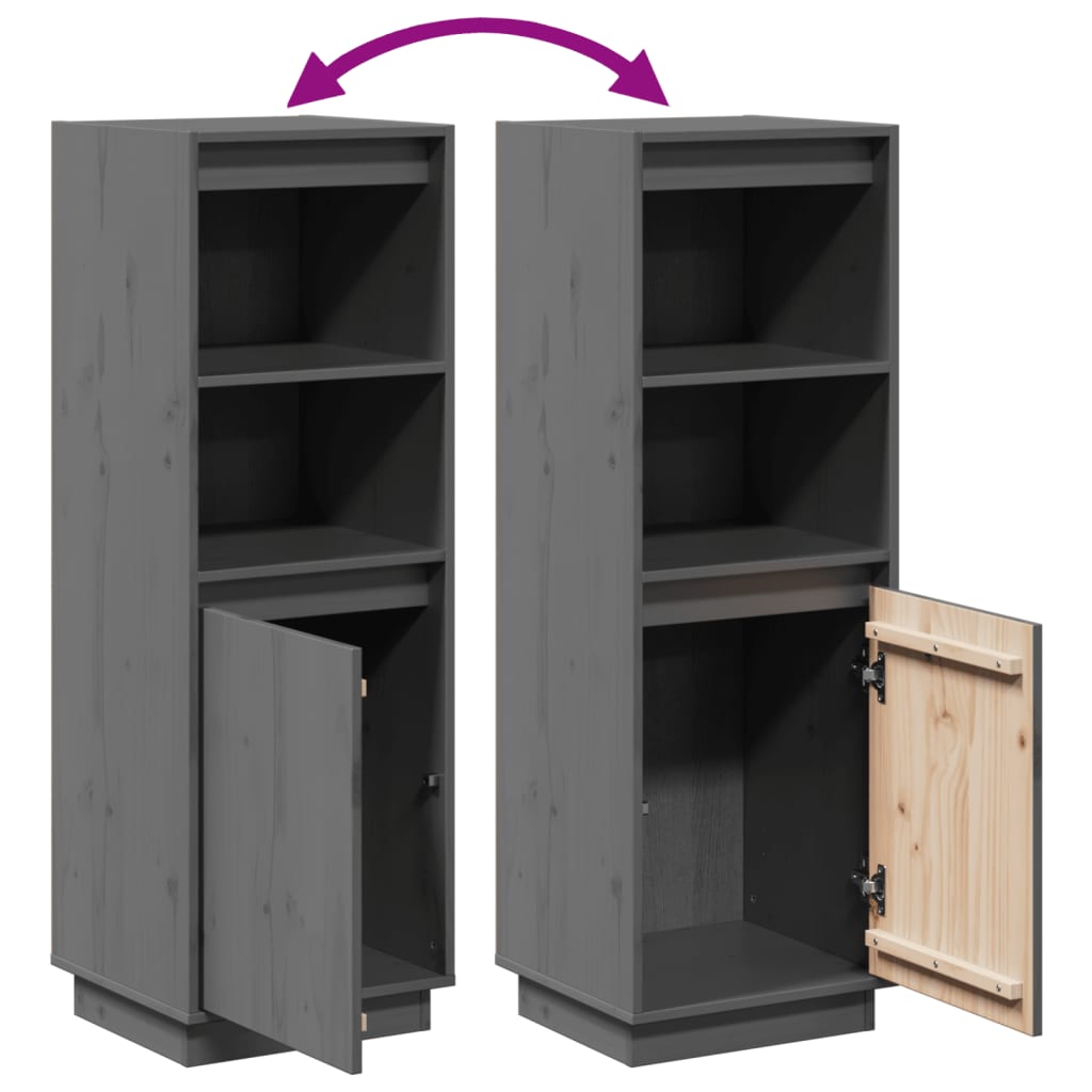 Highboard Grey 37x34x110 cm Solid Wood Pine