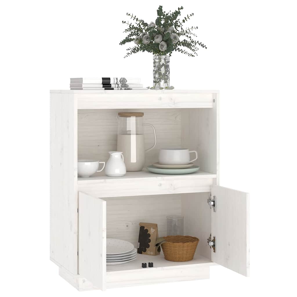 Sideboard White 60x34x75 cm Solid Wood Pine