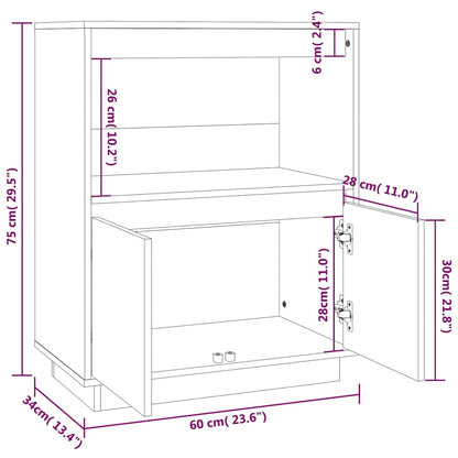 Sideboard White 60x34x75 cm Solid Wood Pine