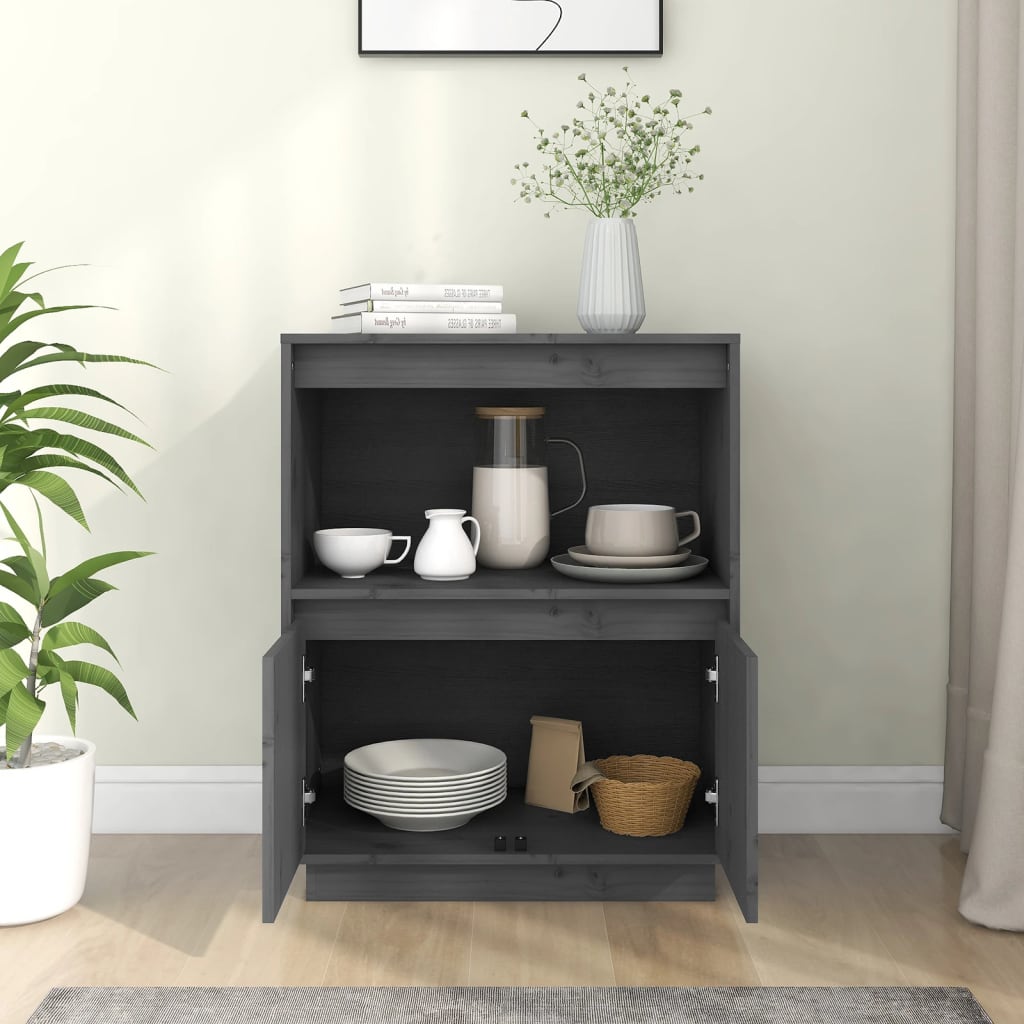 Sideboard Grey 60x34x75 cm Solid Wood Pine