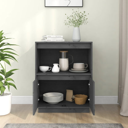 Sideboard Grey 60x34x75 cm Solid Wood Pine