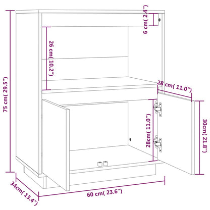 Sideboard Grey 60x34x75 cm Solid Wood Pine
