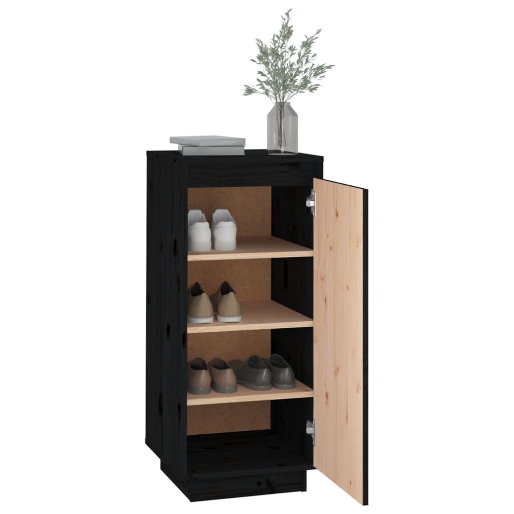 Shoe Cabinet | Black | Solid pinewood | Compact | Shoe Cabinet