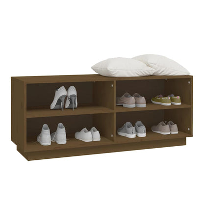 Shoe Cabinet Honey Brown 110x34x45 cm Solid Wood Pine