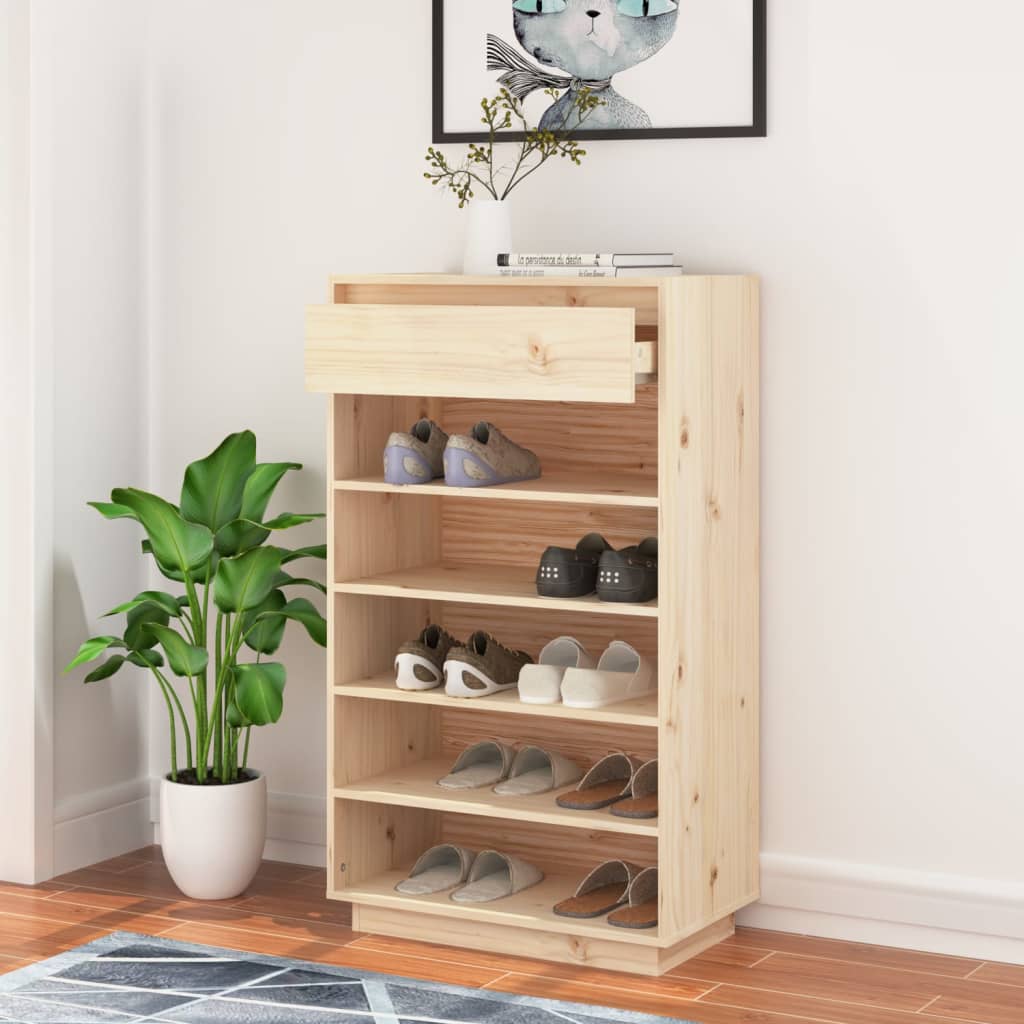 Shoe Cabinet 60x34x105 cm Solid Wood Pine