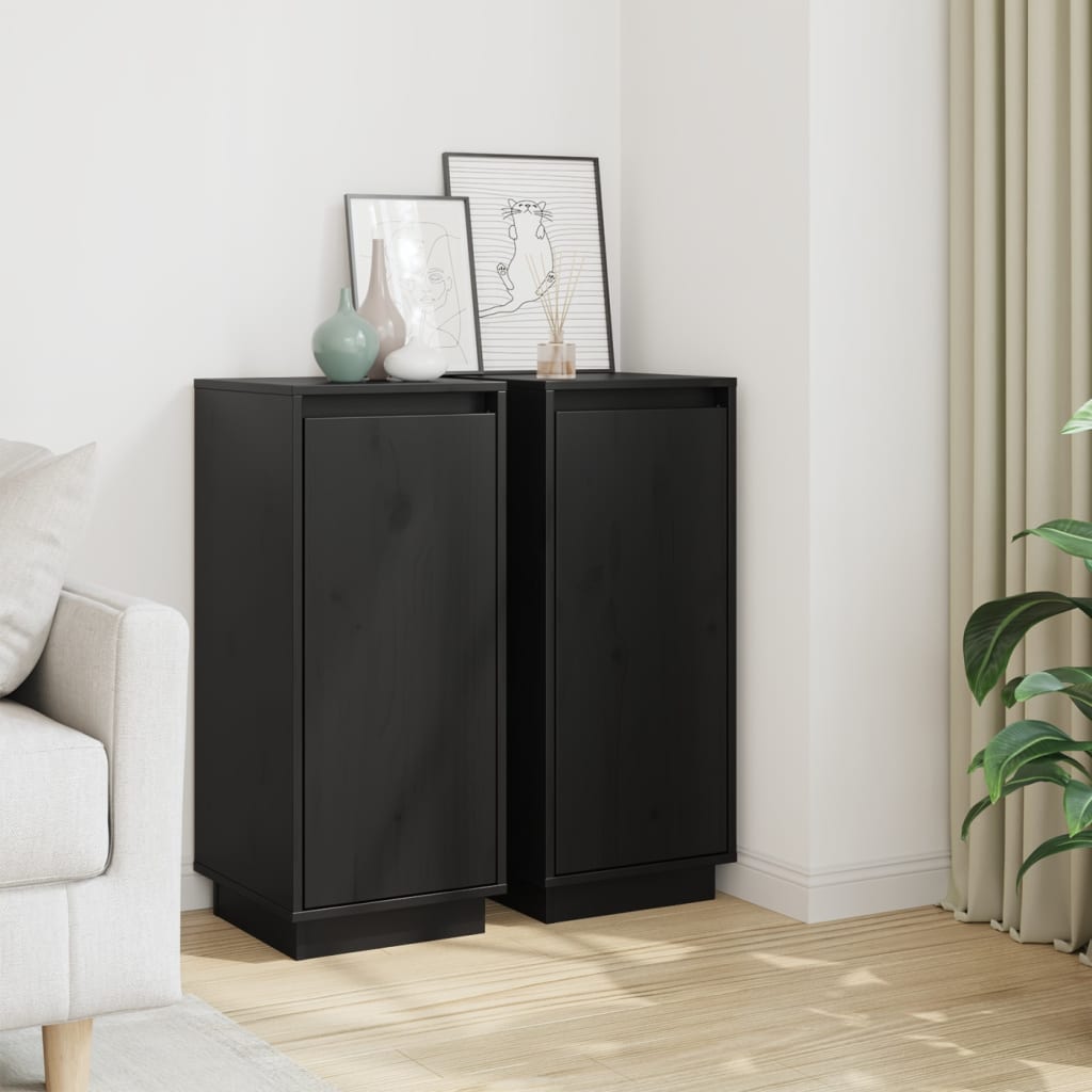 Sideboard | Set of 2 | Black | Solid pinewood | Medium | Sideboard