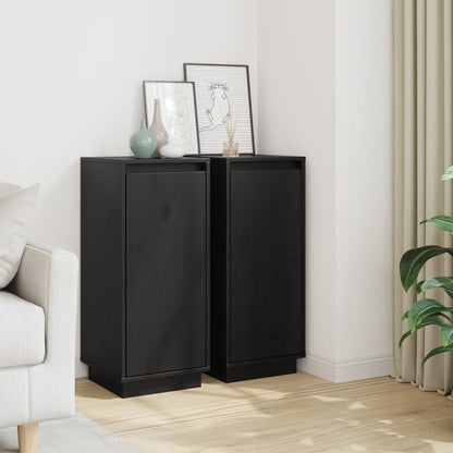 Sideboard | Set of 2 | Black | Solid pinewood | Medium | Sideboard
