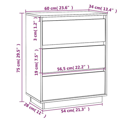 Sideboard White 60x34x75 cm Solid Wood Pine
