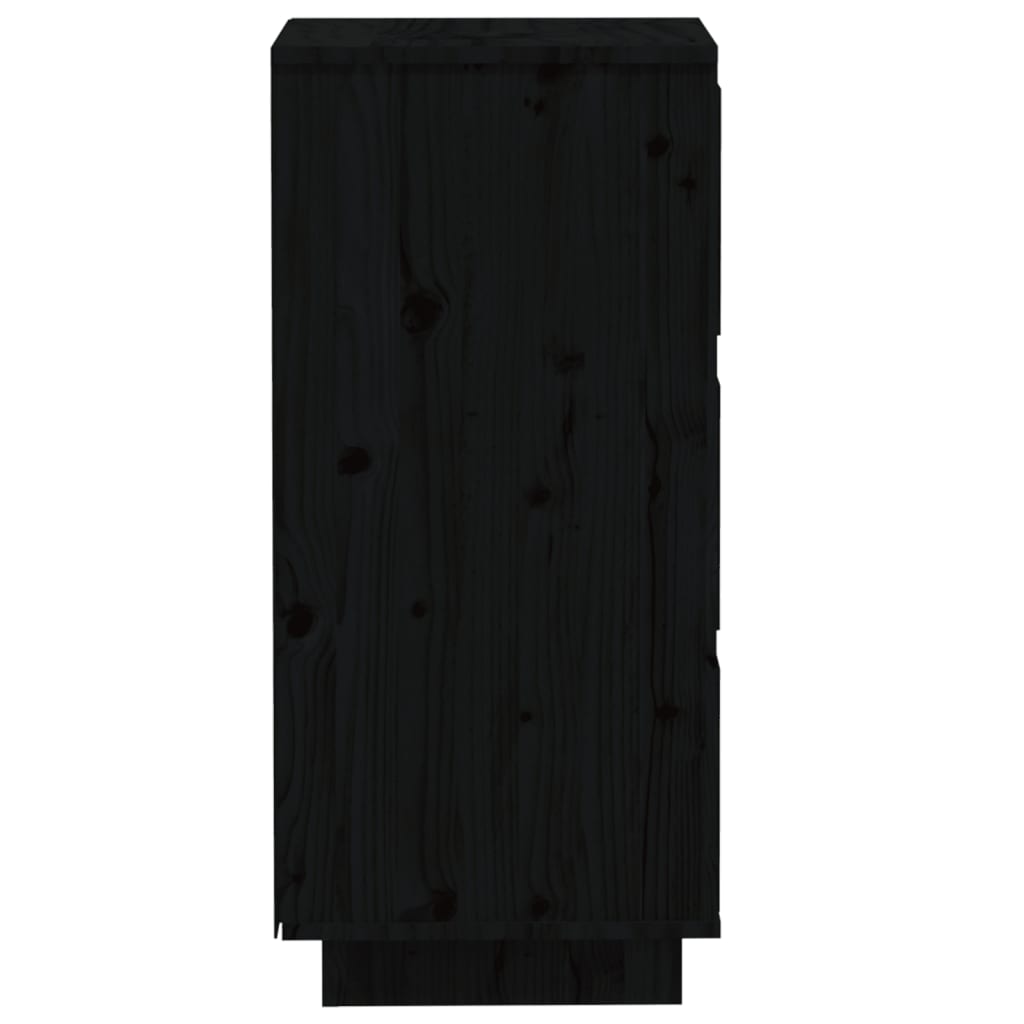 Sideboard | Set of 2 | Black | Solid Pine Wood | 32x34x75 cm