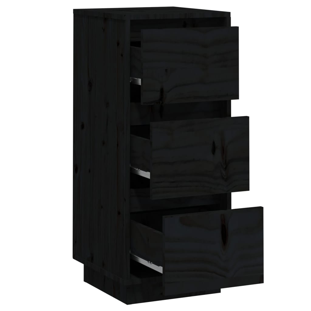 Sideboard | Set of 2 | Black | Solid Pine Wood | 32x34x75 cm