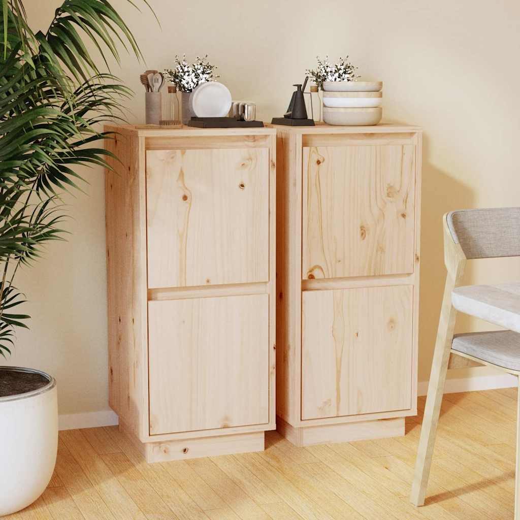 Sideboards 2 pcs 31,5x34x75 cm Solid Wood Pine