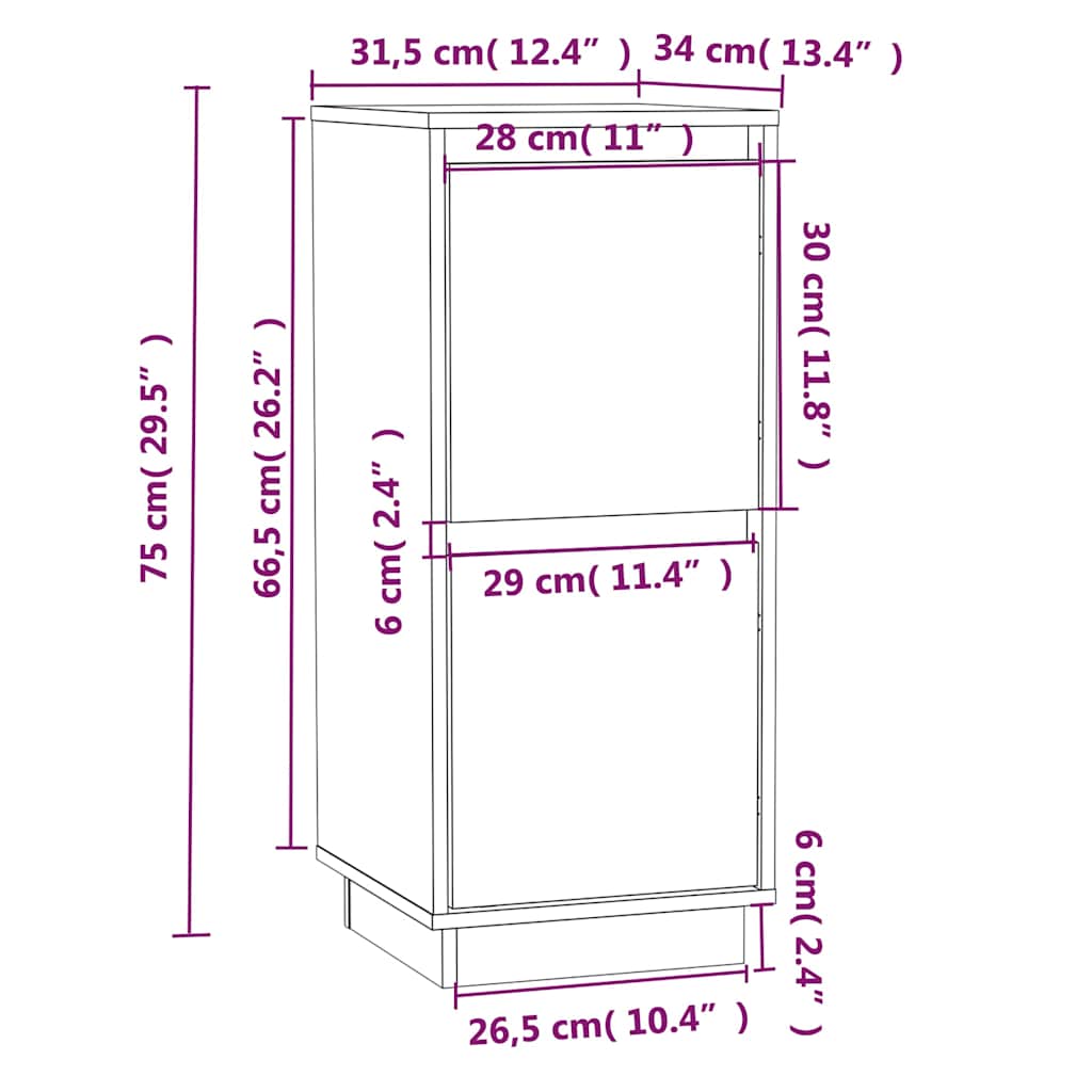 Sideboards 2 pcs Honey Brown 31,5x34x75 cm Solid Wood Pine