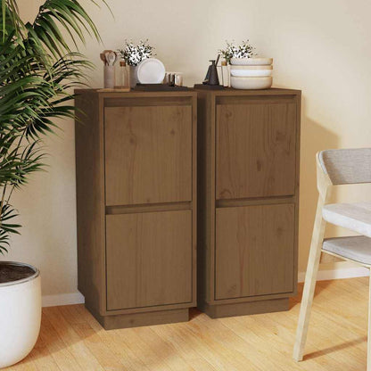 Sideboards 2 pcs Honey Brown 31,5x34x75 cm Solid Wood Pine