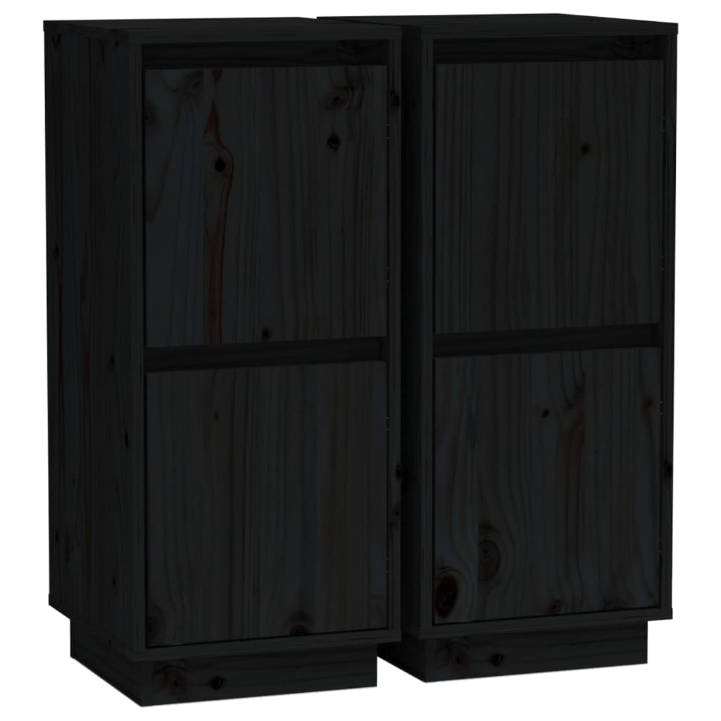 Sideboard | Set of 2 | Black | Solid pine wood, MDF | Standard