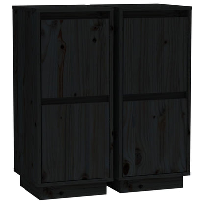 Sideboard | Set of 2 | Black | Solid pine wood, MDF | Standard