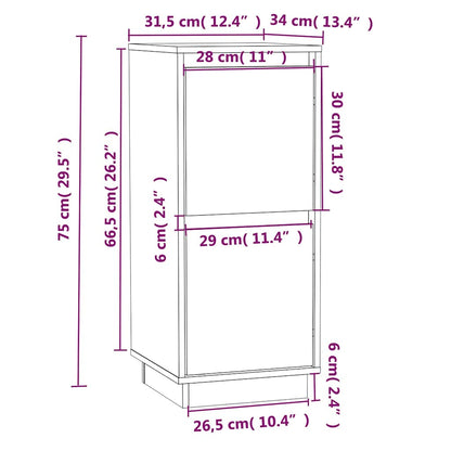 Sideboards 2 pcs Black 31,5x34x75 cm Solid Wood Pine