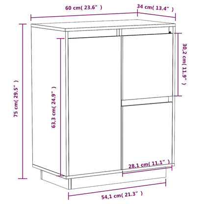 Sideboard White 60x34x75 cm Solid Wood Pine