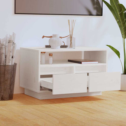 TV Cabinet White 60x35x37 cm Solid Wood Pine